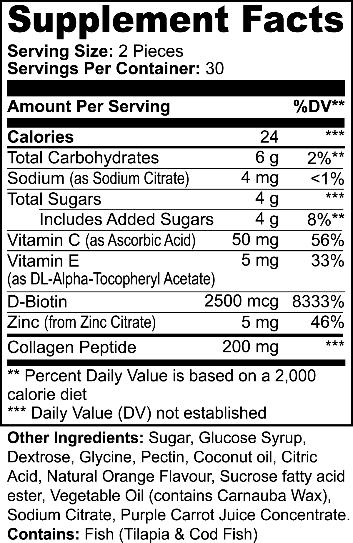 Orange Collagen Gummies for Skin, Hair & Nails Support