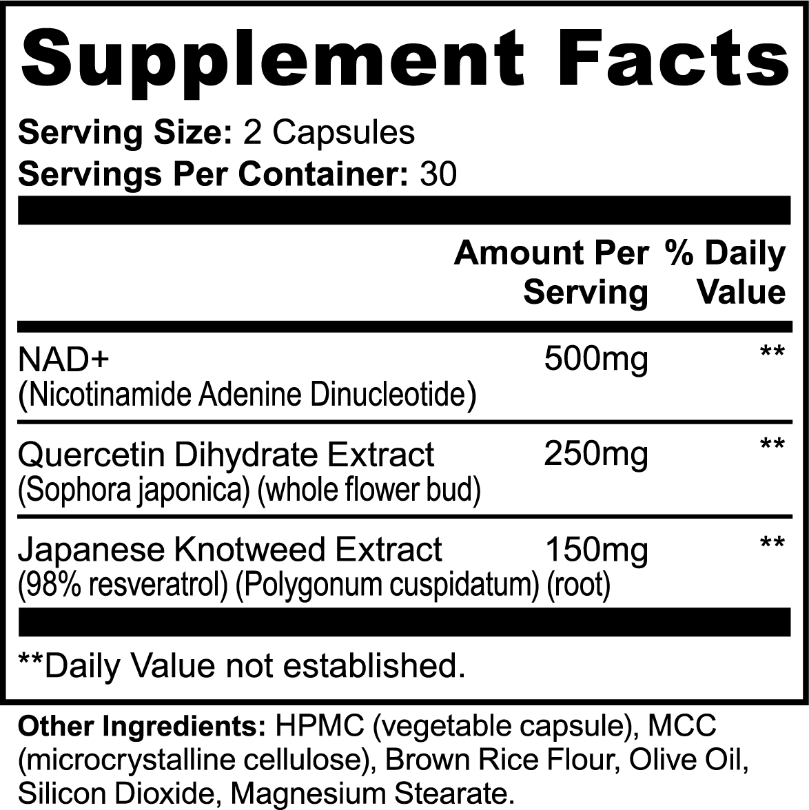 NAD+ Supplement - 500mg NAD+ with Quercetin & Resveratrol - AntiAging, Energy Support & Cellular Repair - 60 Capsules - USA Made