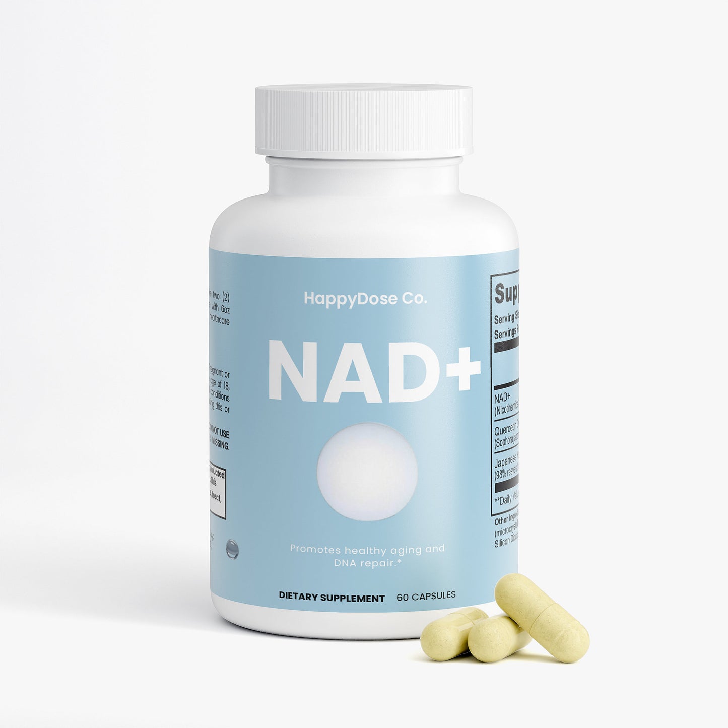 NAD+ Supplement - 500mg NAD+ with Quercetin & Resveratrol - AntiAging, Energy Support & Cellular Repair - 60 Capsules - USA Made